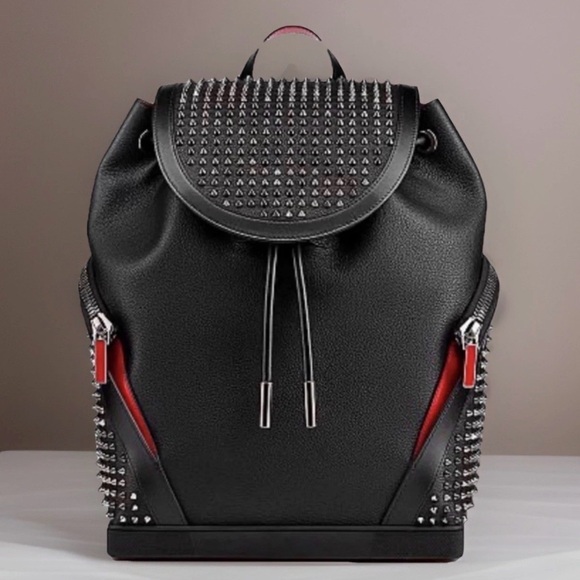 CHRISTIAN LOUBOUTIN Original Spiked Calfskin Leather Sporty Punk Rock Backpack - Picture 3 of 9